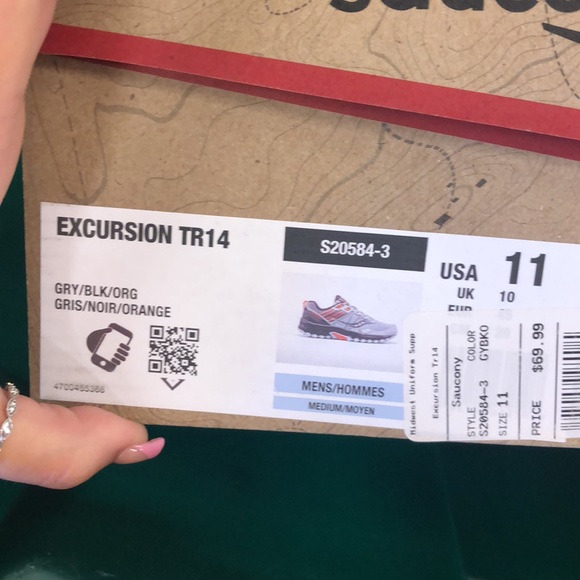 NIB Saucony Mens Excursion TR14 Tennis shoes in grey black and orange - Picture 11 of 11